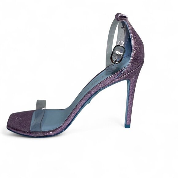 Stuart Weitzman Glitter Lilac High Heel PVC Sandal sz 8 NWOT - Picture 10 of 13
